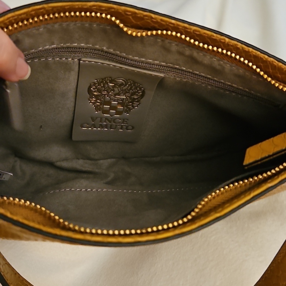 Vince Camuto Y2k Irine Dark Wheat Snakeskin Leather Mini Baguette Shoulder Bag - Picture 8 of 14